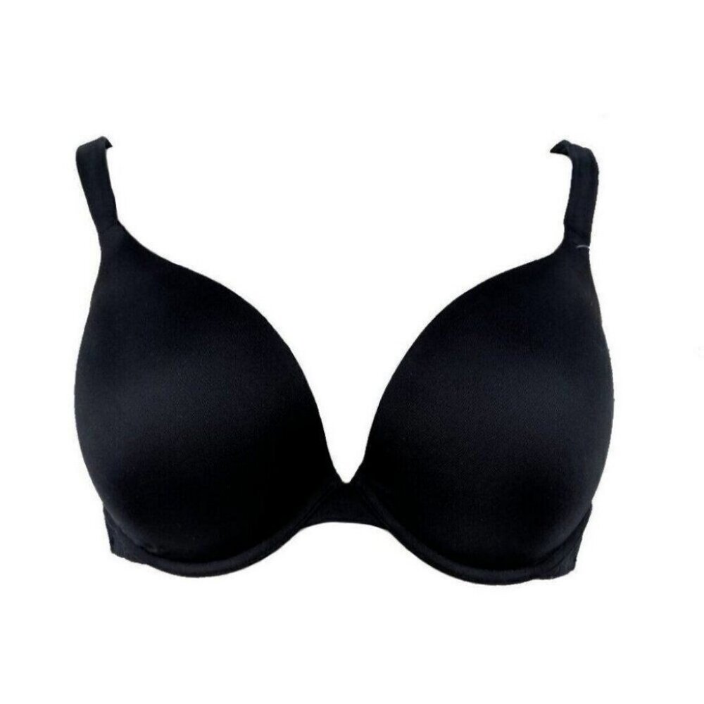 Lane Bryant Cacique Smooth Boost Plunge Bra Solid Satin Size 40DD Black NWOT